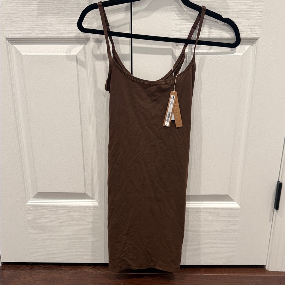 SKIMS Fits Everybody Slip Dress - Cocoa - Size S
